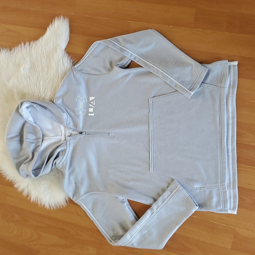 Under Armour youth gray pullover hoodie sz YLG Youth Large EUC